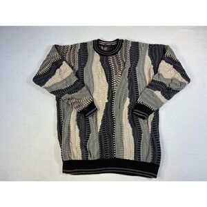 Vintage Coogi Style 3D Textured Knit Sweater Earth Abstract Mens No Tag Large